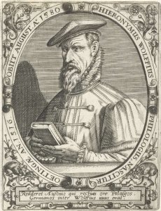 Porträtt av Hieronymus Wolf, Theodor de Bry, efter Jean Jacques Boissard, c. 1597 - c. 1599