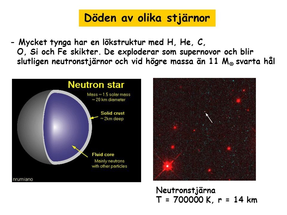 Stjärnornas död: Supernovor, neutronstjärnor och svarta hål